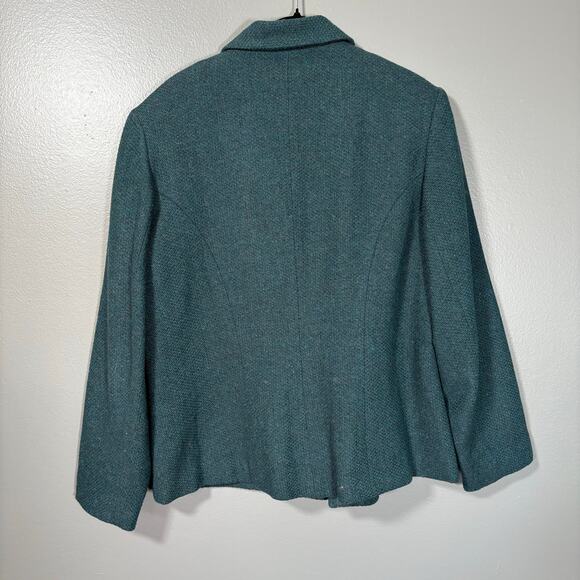 Hillard Hanson Teal Wool Blend Tweed Zip Up Jacket - Size 16W - Womens Plus Size - Picture 7 of 7